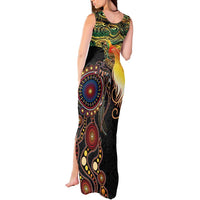 Papua New Guinea and Australia Together Tank Maxi Dress Bird of Paradise and Kangaroo Melanesian Aboriginal Motifs - Polynesian Pride