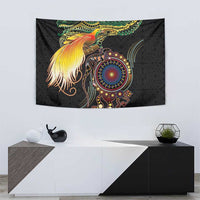 Papua New Guinea and Australia Together Tapestry Bird of Paradise and Kangaroo Melanesian Aboriginal Motifs - Polynesian Pride