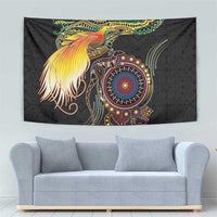 Papua New Guinea and Australia Together Tapestry Bird of Paradise and Kangaroo Melanesian Aboriginal Motifs - Polynesian Pride