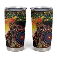 Papua New Guinea and Australia Together Tumbler Cup Bird of Paradise and Kangaroo Melanesian Aboriginal Motifs - Polynesian Pride