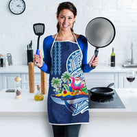 Hawaiian Mele Kalikimaka Apron Funny Santa on Whale Island with Kakau Tattoos - Polynesian Pride