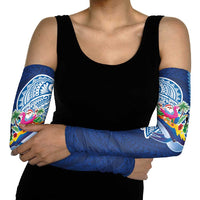 Hawaiian Mele Kalikimaka Arm Sleeves Funny Santa on Whale Island with Kakau Tattoos - Polynesian Pride