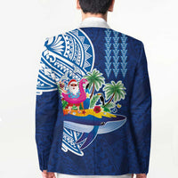 Hawaiian Mele Kalikimaka Blazer Funny Santa on Whale Island with Kakau Tattoos - Polynesian Pride
