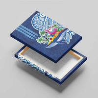 Hawaiian Mele Kalikimaka Canvas Wall Art Funny Santa on Whale Island with Kakau Tattoos - Polynesian Pride