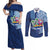 Hawaiian Mele Kalikimaka Couples Matching Off Shoulder Maxi Dress and Long Sleeve Button Shirt Funny Santa on Whale Island with Kakau Tattoos - Polynesian Pride