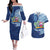 Hawaiian Mele Kalikimaka Couples Matching Off The Shoulder Long Sleeve Dress and Hawaiian Shirt Funny Santa on Whale Island with Kakau Tattoos - Polynesian Pride