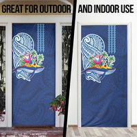 Hawaiian Mele Kalikimaka Door Cover Funny Santa on Whale Island with Kakau Tattoos - Polynesian Pride