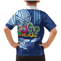 Hawaiian Mele Kalikimaka Family Matching Mermaid Dress and Hawaiian Shirt Funny Santa on Whale Island with Kakau Tattoos - Polynesian Pride