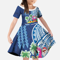 Hawaiian Mele Kalikimaka Family Matching Mermaid Dress and Hawaiian Shirt Funny Santa on Whale Island with Kakau Tattoos - Polynesian Pride