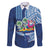 Hawaiian Mele Kalikimaka Family Matching Off The Shoulder Long Sleeve Dress and Hawaiian Shirt Funny Santa on Whale Island with Kakau Tattoos - Polynesian Pride