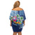 Hawaiian Mele Kalikimaka Family Matching Off Shoulder Short Dress and Hawaiian Shirt Funny Santa on Whale Island with Kakau Tattoos - Polynesian Pride