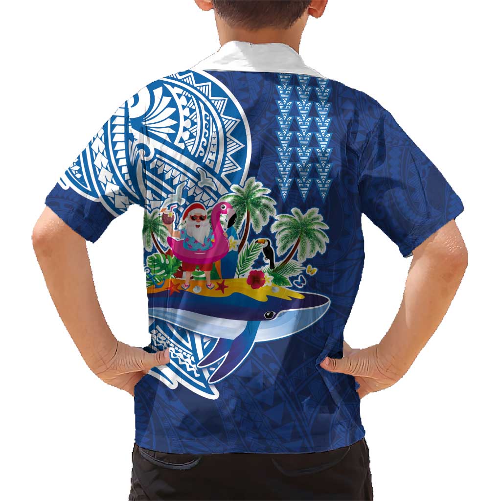 Hawaiian Mele Kalikimaka Hawaiian Shirt Funny Santa on Whale Island with Kakau Tattoos - Polynesian Pride