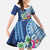 Hawaiian Mele Kalikimaka Kid Short Sleeve Dress Funny Santa on Whale Island with Kakau Tattoos - Polynesian Pride