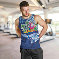 Hawaiian Mele Kalikimaka Men Tank Top Funny Santa on Whale Island with Kakau Tattoos - Polynesian Pride