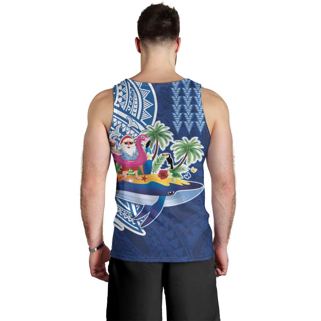 Hawaiian Mele Kalikimaka Men Tank Top Funny Santa on Whale Island with Kakau Tattoos - Polynesian Pride