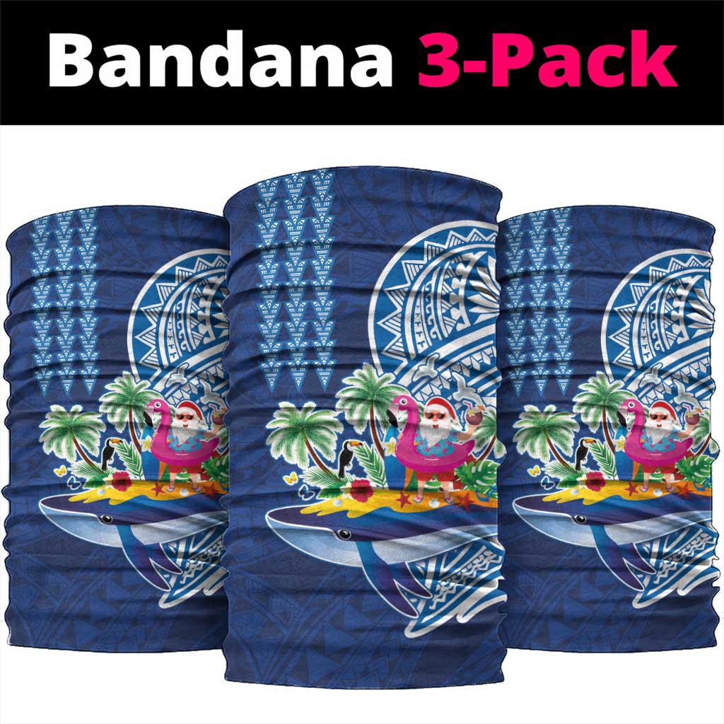 Hawaiian Mele Kalikimaka Neck Gaiter Funny Santa on Whale Island with Kakau Tattoos - Polynesian Pride