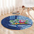 Hawaiian Mele Kalikimaka Round Carpet Funny Santa on Whale Island with Kakau Tattoos - Polynesian Pride