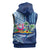 Hawaiian Mele Kalikimaka Sleeveless Zip Hoodie Funny Santa on Whale Island with Kakau Tattoos - Polynesian Pride