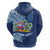 Hawaiian Mele Kalikimaka Zip Hoodie Funny Santa on Whale Island with Kakau Tattoos - Polynesian Pride