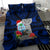 Guam Christmas Bedding Set Santa Gift Latte Stone and Sea Turle Mix Hibiscus Chamorro Blue Style LT03