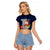 Guam Christmas Raglan Cropped T Shirt Santa Gift Latte Stone and Sea Turle Mix Hibiscus Chamorro Blue Style LT03