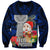 Guam Christmas Sweatshirt Santa Gift Latte Stone and Sea Turle Mix Hibiscus Chamorro Blue Style LT03