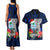 Custom Guam Christmas Couples Matching Tank Maxi Dress and Hawaiian Shirt Santa Gift Latte Stone and Sea Turle Mix Hibiscus Chamorro Blue Style LT03