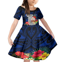 Custom Guam Christmas Family Matching Mermaid Dress and Hawaiian Shirt Santa Gift Latte Stone and Sea Turle Mix Hibiscus Chamorro Blue Style LT03