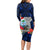 Custom Guam Christmas Long Sleeve Bodycon Dress Santa Gift Latte Stone and Sea Turle Mix Hibiscus Chamorro Blue Style LT03