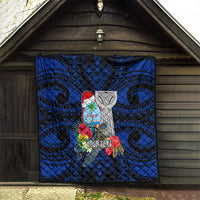 Custom Guam Christmas Quilt Santa Gift Latte Stone and Sea Turle Mix Hibiscus Chamorro Blue Style LT03