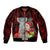 Guam Christmas Bomber Jacket Santa Gift Latte Stone and Sea Turle Mix Hibiscus Chamorro Red Style LT03