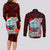 Guam Christmas Couples Matching Long Sleeve Bodycon Dress and Long Sleeve Button Shirt Santa Gift Latte Stone and Sea Turle Mix Hibiscus Chamorro Red Style LT03
