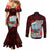 Guam Christmas Couples Matching Mermaid Dress and Long Sleeve Button Shirt Santa Gift Latte Stone and Sea Turle Mix Hibiscus Chamorro Red Style LT03