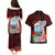Guam Christmas Couples Matching Puletasi Dress and Hawaiian Shirt Santa Gift Latte Stone and Sea Turle Mix Hibiscus Chamorro Red Style LT03