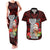 Guam Christmas Couples Matching Tank Maxi Dress and Hawaiian Shirt Santa Gift Latte Stone and Sea Turle Mix Hibiscus Chamorro Red Style LT03