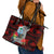 Guam Christmas Leather Tote Bag Santa Gift Latte Stone and Sea Turle Mix Hibiscus Chamorro Red Style LT03