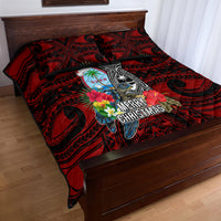 Guam Christmas Quilt Bed Set Santa Gift Latte Stone and Sea Turle Mix Hibiscus Chamorro Red Style LT03