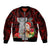 Guam Christmas Sleeve Zip Bomber Jacket Santa Gift Latte Stone and Sea Turle Mix Hibiscus Chamorro Red Style LT03