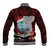 Custom Guam Christmas Baseball Jacket Santa Gift Latte Stone and Sea Turle Mix Hibiscus Chamorro Red Style LT03