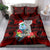 Custom Guam Christmas Bedding Set Santa Gift Latte Stone and Sea Turle Mix Hibiscus Chamorro Red Style LT03