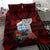 Custom Guam Christmas Bedding Set Santa Gift Latte Stone and Sea Turle Mix Hibiscus Chamorro Red Style LT03