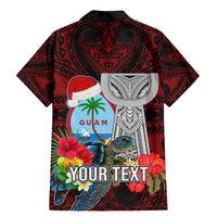 Custom Guam Christmas Family Matching Mermaid Dress and Hawaiian Shirt Santa Gift Latte Stone and Sea Turle Mix Hibiscus Chamorro Red Style LT03