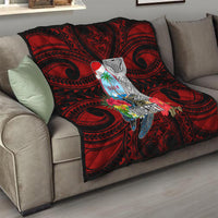 Custom Guam Christmas Quilt Santa Gift Latte Stone and Sea Turle Mix Hibiscus Chamorro Red Style LT03