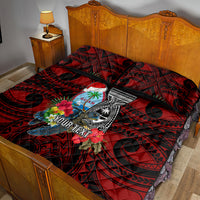 Custom Guam Christmas Quilt Bed Set Santa Gift Latte Stone and Sea Turle Mix Hibiscus Chamorro Red Style LT03