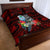 Custom Guam Christmas Quilt Bed Set Santa Gift Latte Stone and Sea Turle Mix Hibiscus Chamorro Red Style LT03