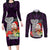 Guam Christmas Couples Matching Long Sleeve Bodycon Dress and Long Sleeve Button Shirt Santa Gift Latte Stone and Sea Turle Mix Hibiscus Chamorro Pink Style LT03