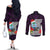 Guam Christmas Couples Matching Off The Shoulder Long Sleeve Dress and Long Sleeve Button Shirt Santa Gift Latte Stone and Sea Turle Mix Hibiscus Chamorro Pink Style LT03