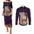 Guam Christmas Couples Matching Puletasi Dress and Long Sleeve Button Shirt Santa Gift Latte Stone and Sea Turle Mix Hibiscus Chamorro Pink Style LT03