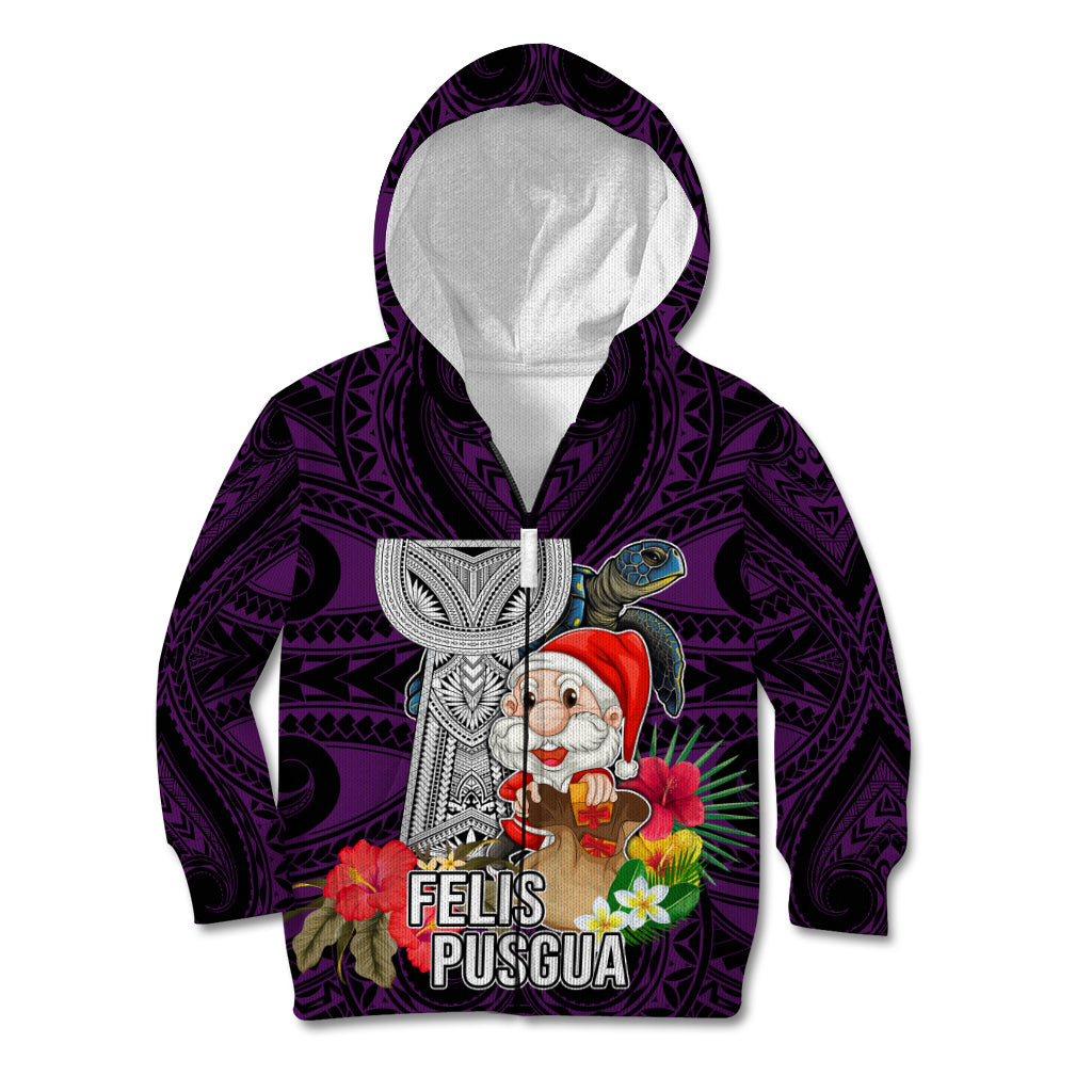 Guam Christmas Kid Hoodie Santa Gift Latte Stone and Sea Turle Mix Hibiscus Chamorro Pink Style LT03