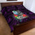 Guam Christmas Quilt Bed Set Santa Gift Latte Stone and Sea Turle Mix Hibiscus Chamorro Pink Style LT03